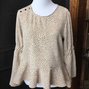 Zara Polka Dot Bell Sleeve Blouse